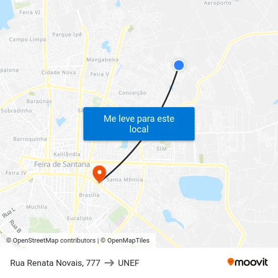Rua Renata Novais, 777 to UNEF map