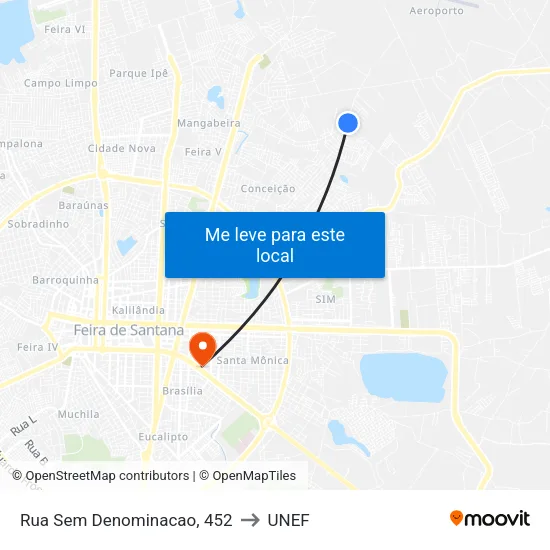 Rua Sem Denominacao, 452 to UNEF map