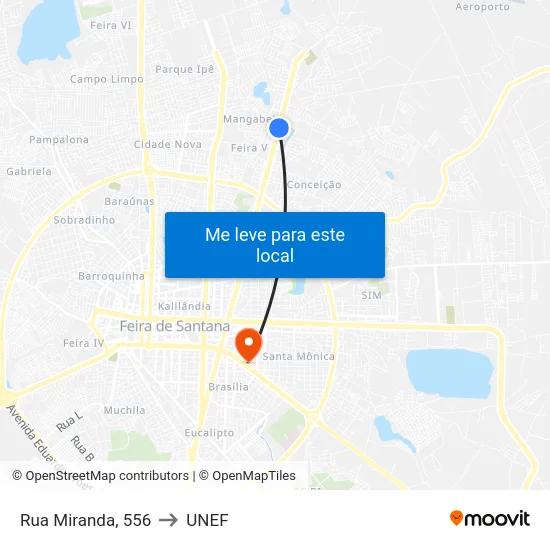 Rua Miranda, 556 to UNEF map