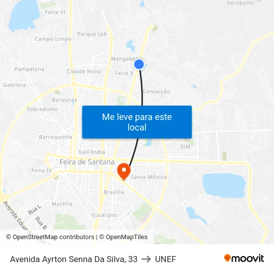 Avenida Ayrton Senna Da Silva, 33 to UNEF map