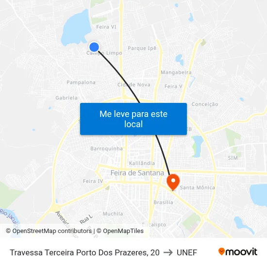 Travessa Terceira Porto Dos Prazeres, 20 to UNEF map