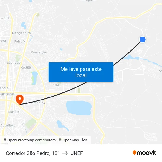Corredor São Pedro, 181 to UNEF map