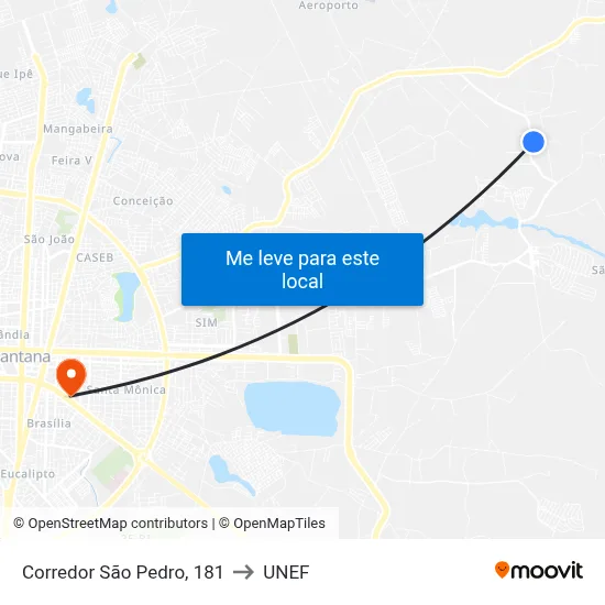 Corredor São Pedro, 181 to UNEF map