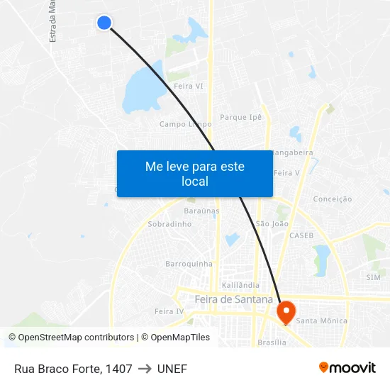 Rua Braco Forte, 1407 to UNEF map