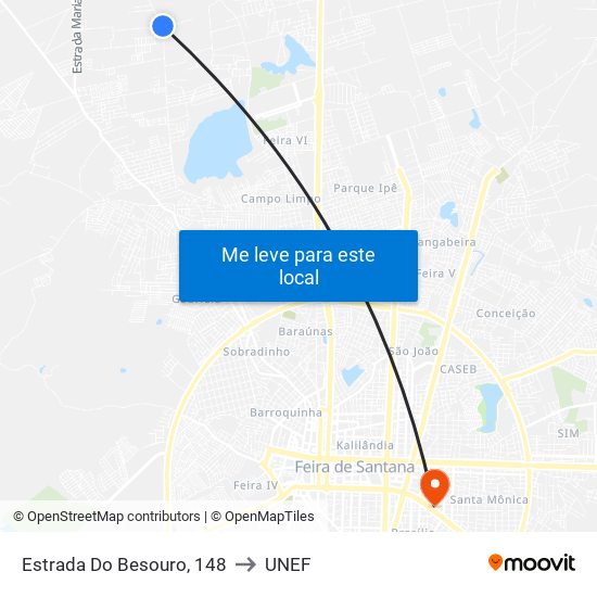 Estrada Do Besouro, 148 to UNEF map