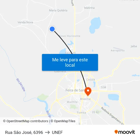 Rua São José, 6396 to UNEF map