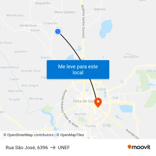 Rua São José, 6396 to UNEF map