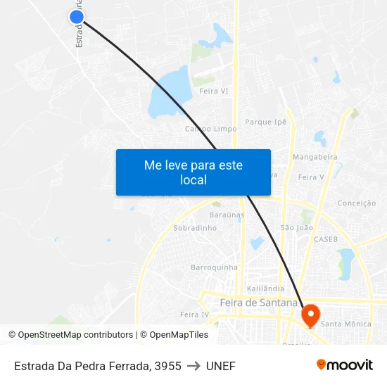 Estrada Da Pedra Ferrada, 3955 to UNEF map