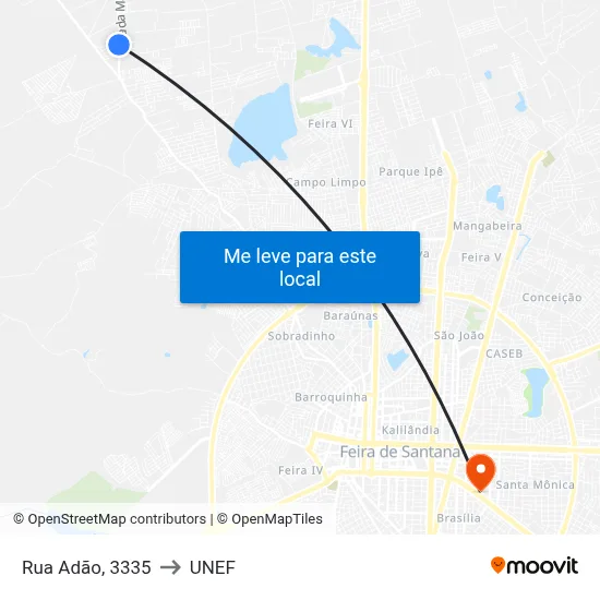 Rua Adão, 3335 to UNEF map
