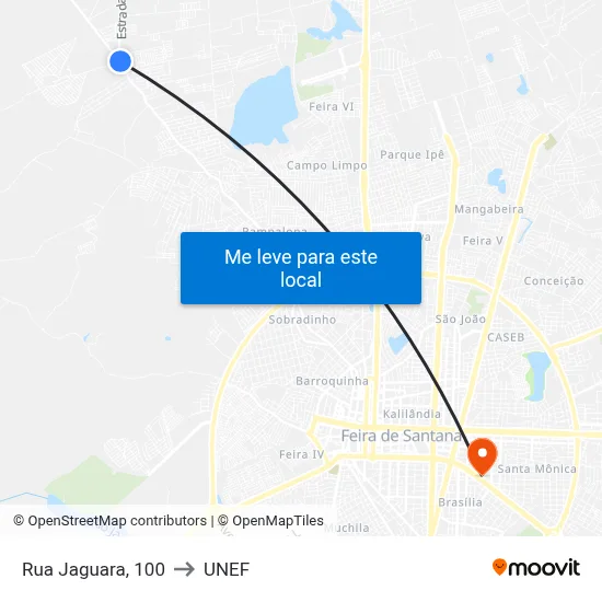 Rua Jaguara, 100 to UNEF map