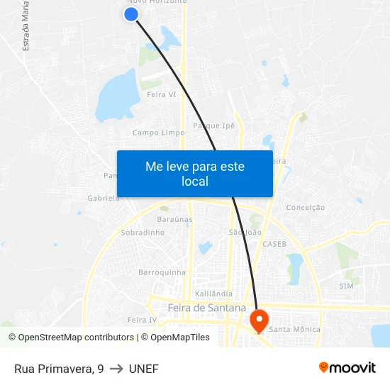 Rua Primavera, 9 to UNEF map
