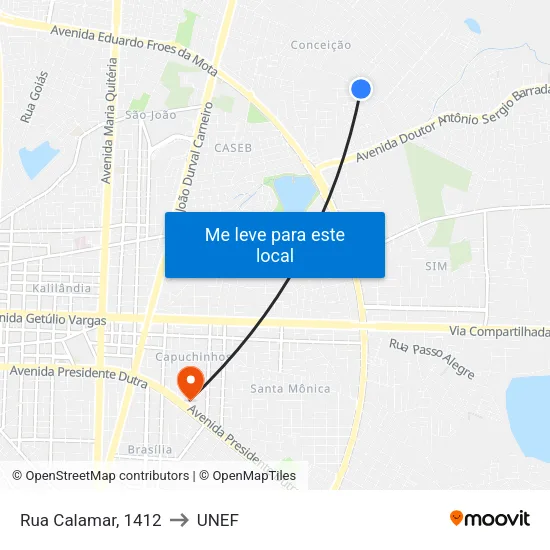 Rua Calamar, 1412 to UNEF map
