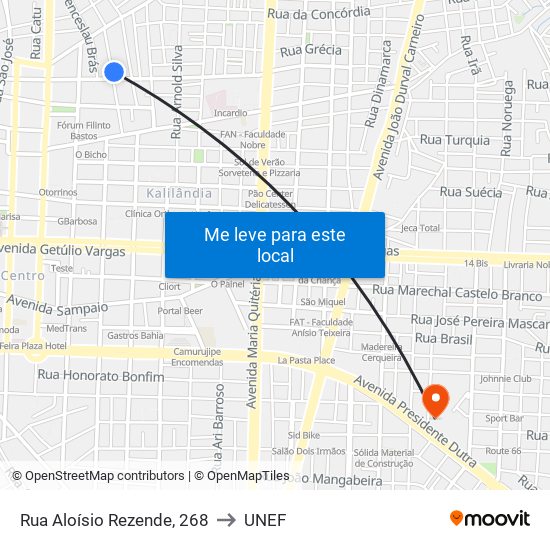 Rua Aloísio Rezende, 268 to UNEF map