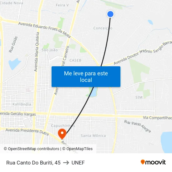 Rua Canto Do Buriti, 45 to UNEF map