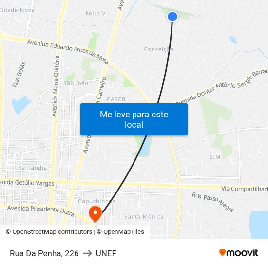 Rua Da Penha, 226 to UNEF map