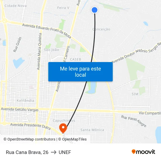Rua Cana Brava, 26 to UNEF map