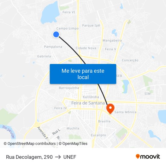 Rua Decolagem, 290 to UNEF map