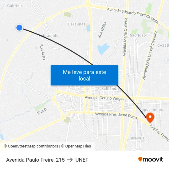 Avenida Paulo Freire, 215 to UNEF map