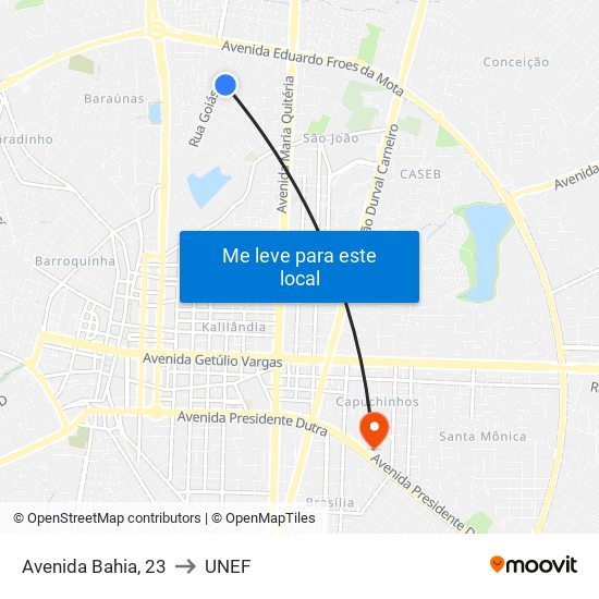Avenida Bahia, 23 to UNEF map