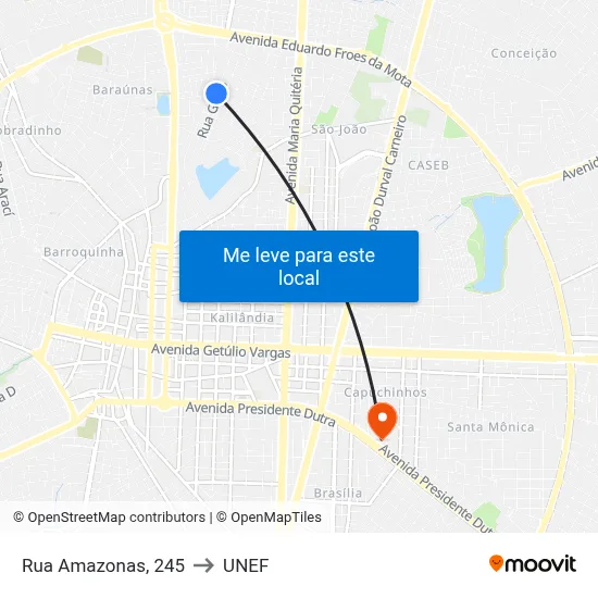 Rua Amazonas, 245 to UNEF map