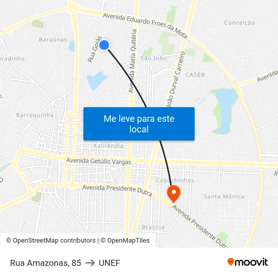 Rua Amazonas, 85 to UNEF map