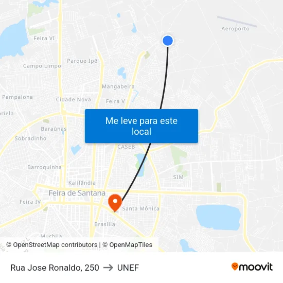 Rua Jose Ronaldo, 250 to UNEF map
