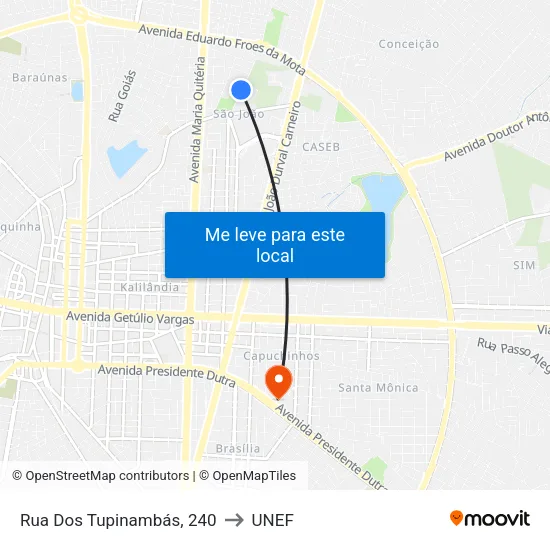 Rua Dos Tupinambás, 240 to UNEF map
