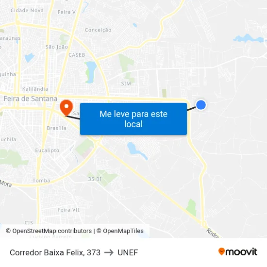 Corredor Baixa Felix, 373 to UNEF map