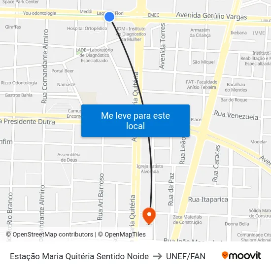 Estação Maria Quitéria Sentido Noide to UNEF/FAN map