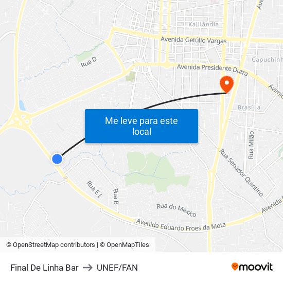 Final De Linha Bar to UNEF/FAN map