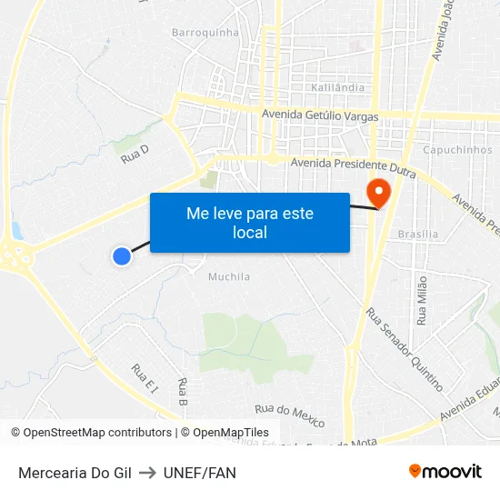 Mercearia Do Gil to UNEF/FAN map