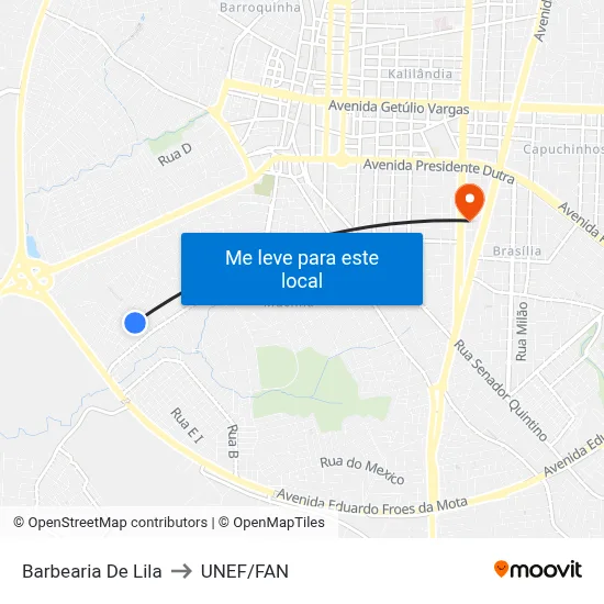 Barbearia De Lila to UNEF/FAN map