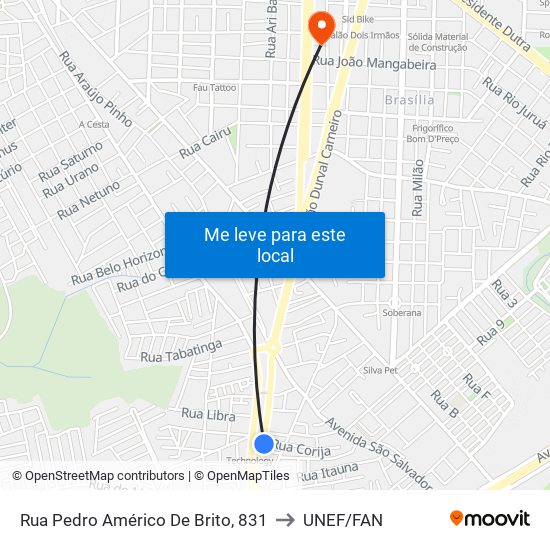 Rua Pedro Américo De Brito, 831 to UNEF/FAN map