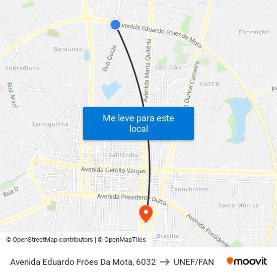 Avenida Eduardo Fróes Da Mota, 6032 to UNEF/FAN map