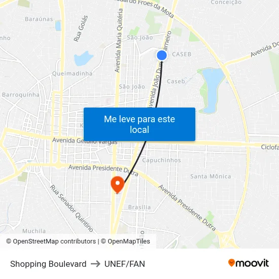 Shopping Boulevard to UNEF/FAN map