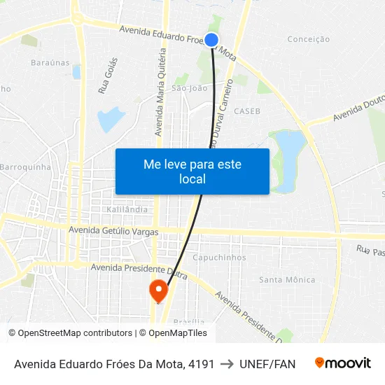 Avenida Eduardo Fróes Da Mota, 4191 to UNEF/FAN map