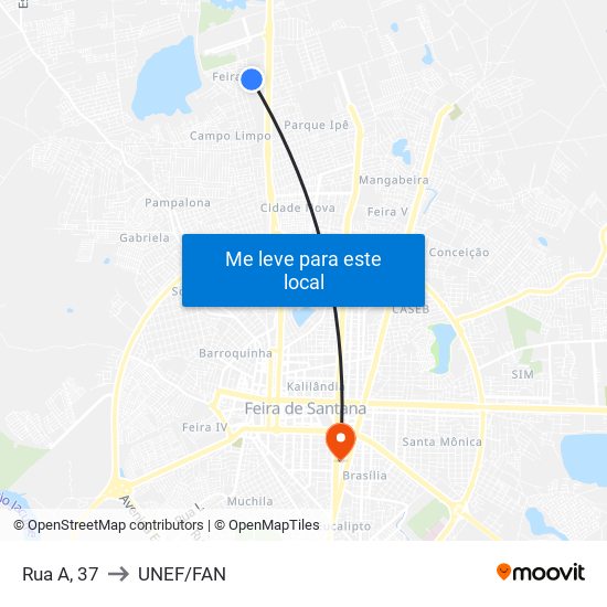 Rua A, 37 to UNEF/FAN map