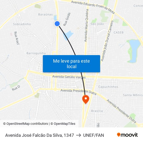 Avenida José Falcão Da Silva, 1347 to UNEF/FAN map