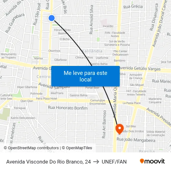 Avenida Visconde Do Rio Branco, 24 to UNEF/FAN map