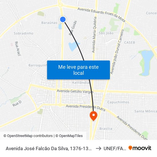Avenida José Falcão Da Silva, 1376-1388 to UNEF/FAN map