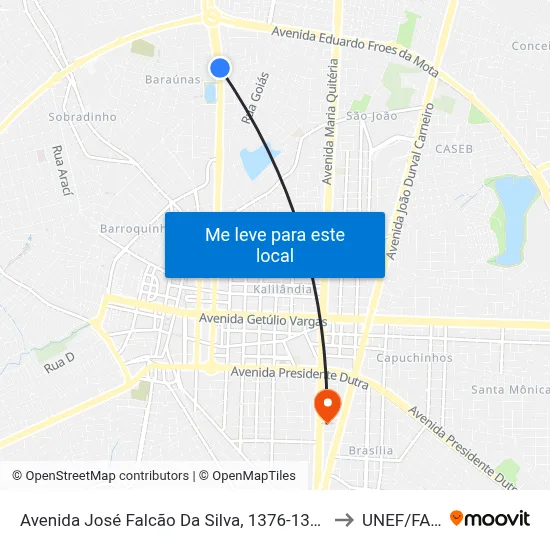 Avenida José Falcão Da Silva, 1376-1388 to UNEF/FAN map