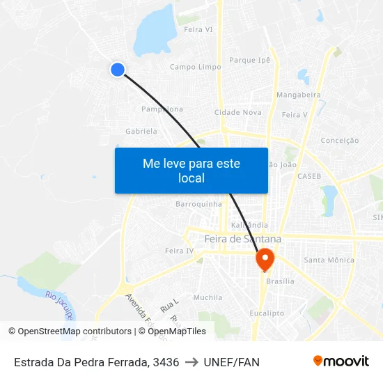 Estrada Da Pedra Ferrada, 3436 to UNEF/FAN map