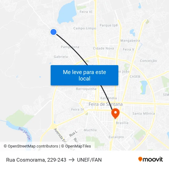 Rua Cosmorama, 229-243 to UNEF/FAN map