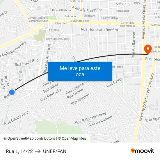Rua L, 14-22 to UNEF/FAN map