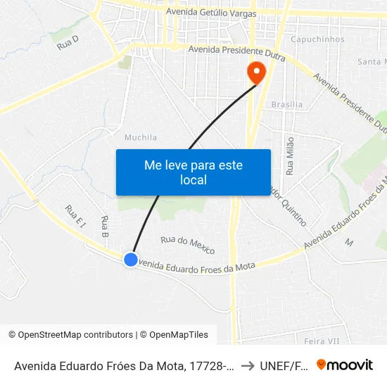 Avenida Eduardo Fróes Da Mota, 17728-17784 to UNEF/FAN map