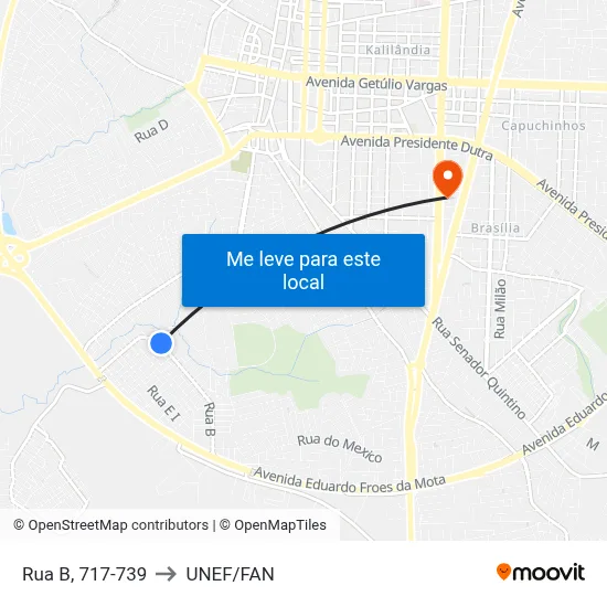 Rua B, 717-739 to UNEF/FAN map