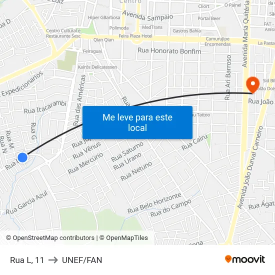 Rua L, 11 to UNEF/FAN map