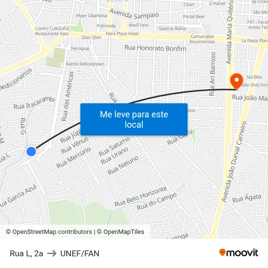 Rua L, 2a to UNEF/FAN map