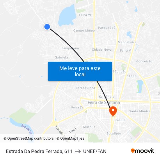 Estrada Da Pedra Ferrada, 611 to UNEF/FAN map