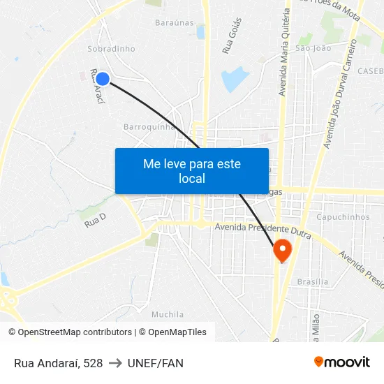 Rua Andaraí, 528 to UNEF/FAN map